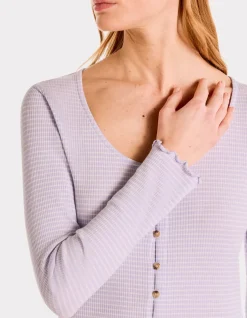 Celio T-shirt en maille côtelée rayée - violet^Femme T-Shirts & Tops