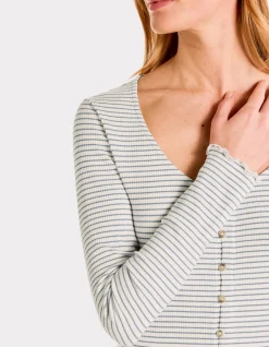 Celio T-shirt en maille côtelée rayée - écru^Femme T-Shirts & Tops