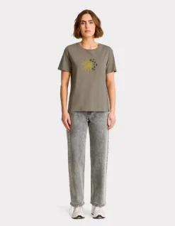 Celio T-shirt imprimé en coton - kaki^Femme T-Shirts & Tops