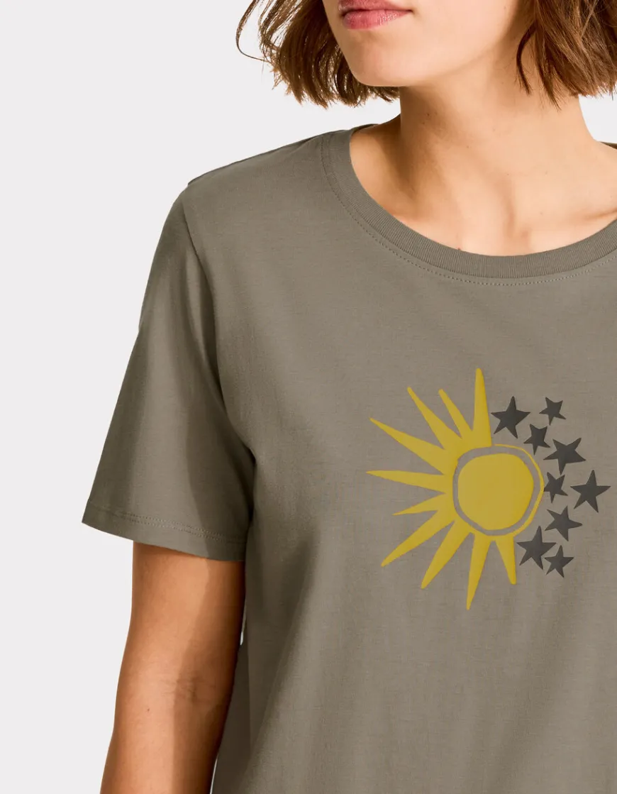 Celio T-shirt imprimé en coton - kaki^Femme T-Shirts & Tops