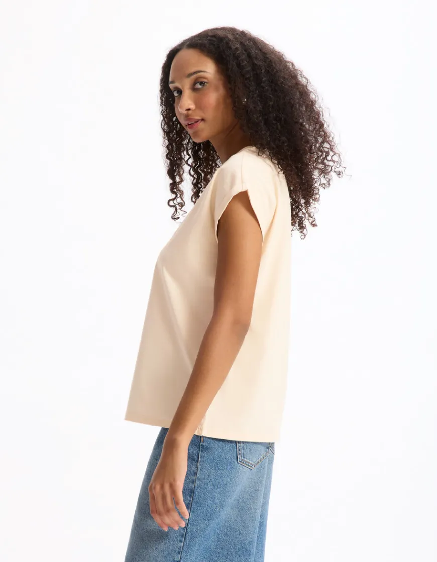 Celio T-shirt imprimé texturé sans manches - beige^Femme T-Shirts & Tops