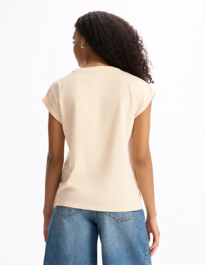Celio T-shirt imprimé texturé sans manches - beige^Femme T-Shirts & Tops