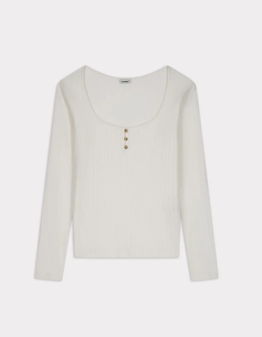 Celio T-shirt maille pointelle - écru^Femme T-Shirts & Tops