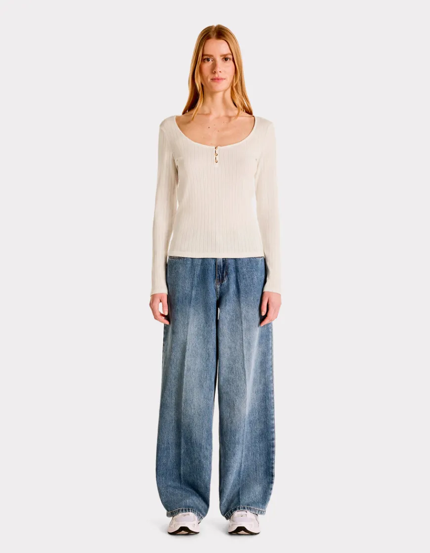 Celio T-shirt maille pointelle - écru^Femme T-Shirts & Tops