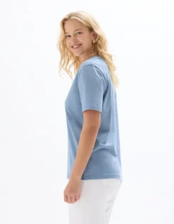 Celio T-shirt manches courtes à col v - bleu^Femme T-Shirts & Tops