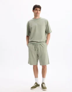 Celio T-shirt oversize col rond 100% coton - kaki^Homme T-Shirts