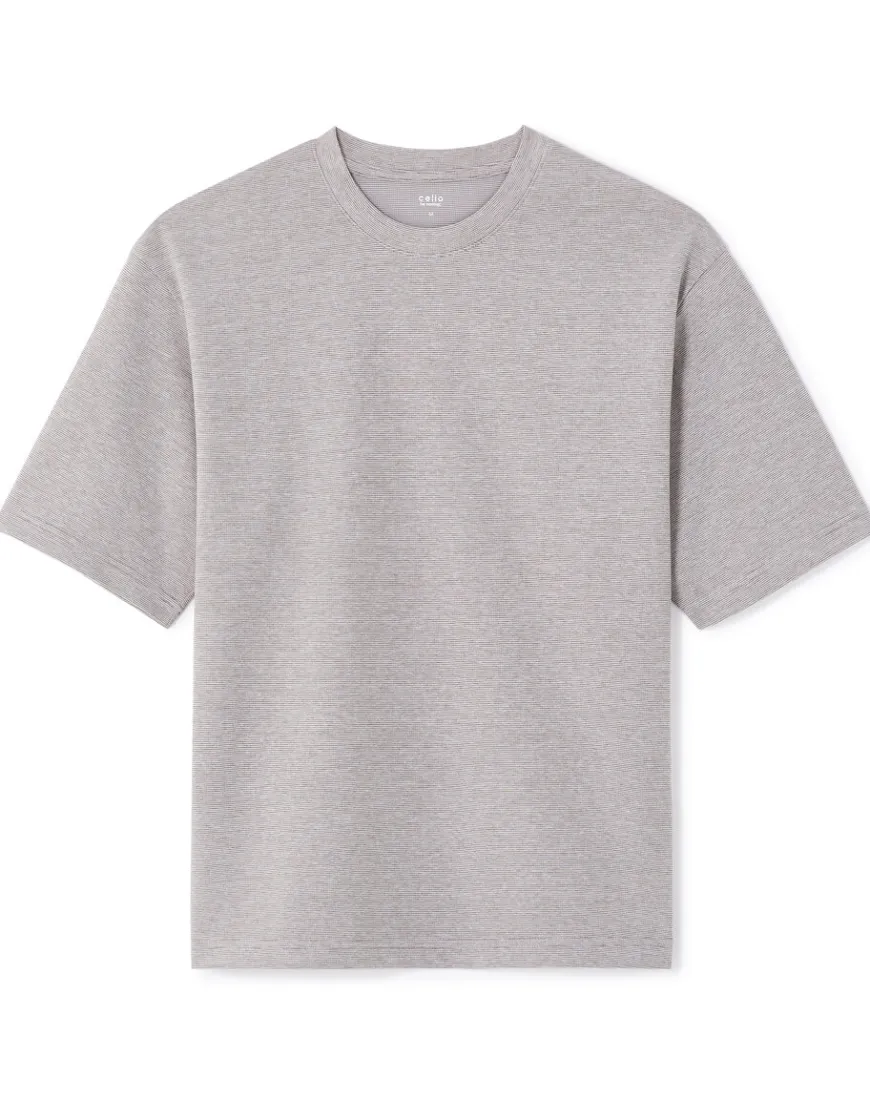 Celio T-shirt oversize col rond rayé - taupe^Homme T-Shirts