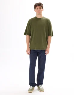 Celio T-shirt oversize col rond 100% coton gaufré - kaki^Homme T-Shirts
