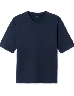 Celio T-shirt oversize col v coton mélangé - marine^Homme T-Shirts