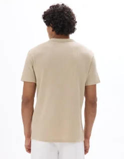 Celio T-shirt regular col Henley gaufré 100% coton - sand^Homme T-Shirts
