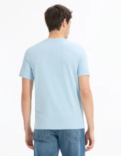 Celio T-shirt regular col rond 100% coton - bleu clair^Homme T-Shirts