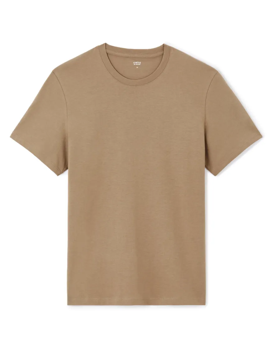 Celio T-shirt regular col rond 100% coton - taupe^Homme T-Shirts