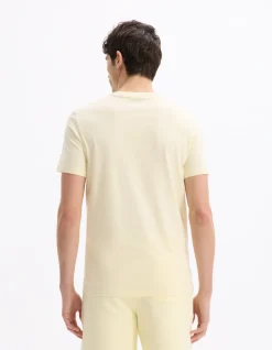 Celio T-shirt regular col rond 100% coton - jaune^Homme T-Shirts