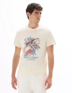 Celio T-shirt regular col rond 100% coton imprimé asie - écru^Homme T-Shirts