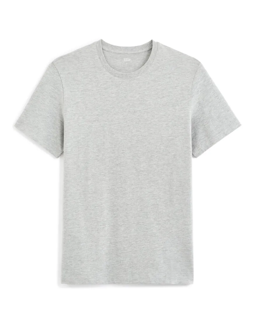 Celio T-shirt regular col rond coton mélangé + long - gris chiné^Homme T-Shirts