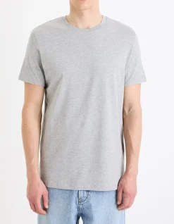 Celio T-shirt regular col rond coton mélangé + long - gris chiné^Homme T-Shirts