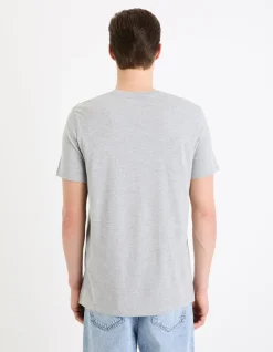 Celio T-shirt regular col rond coton mélangé + long - gris chiné^Homme T-Shirts