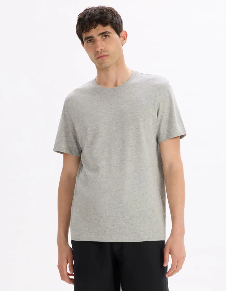 Celio T-shirt regular col rond en coton mélangé - gris chiné^Homme T-Shirts