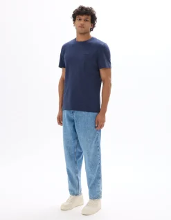 Celio T-shirt regular col rond reliéfé - marine^Homme T-Shirts