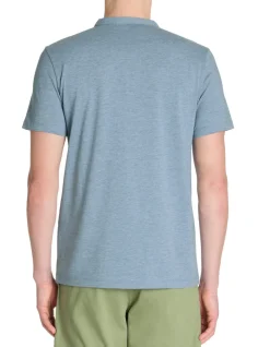 Celio T-shirt regular col tunisien coton mélangé - bleu^Homme T-Shirts