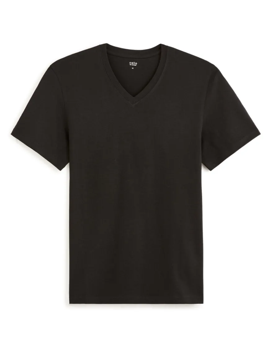 Celio T-shirt regular col V 100% coton -^Homme T-Shirts