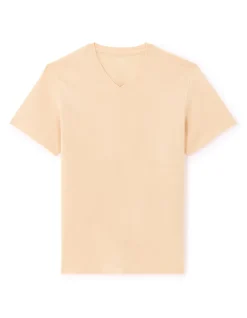 Celio T-shirt regular col v 100% coton - orange^Homme T-Shirts