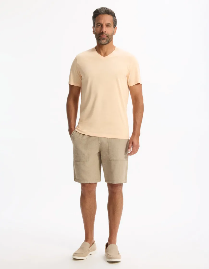 Celio T-shirt regular col v 100% coton - orange^Homme T-Shirts