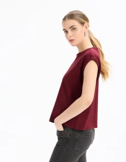 Celio T-shirt sans manches coupe carrée en coton - violet^Femme T-Shirts & Tops