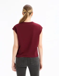 Celio T-shirt sans manches coupe carrée en coton - violet^Femme T-Shirts & Tops