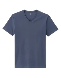 Celio T-shirt slim col v en coton stretch - bleu gris^Homme T-Shirts