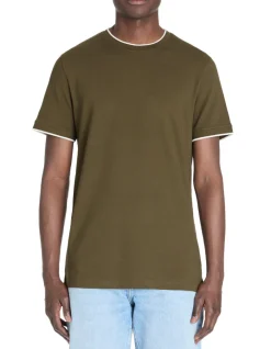 Celio T-shirt straight col rayé en coton stretch -^Homme T-Shirts