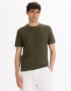 Celio T-shirt straight col rond 100% coton - kaki^Homme T-Shirts