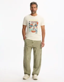 Celio T-shirt straight col rond 100% coton - beige^Homme T-Shirts
