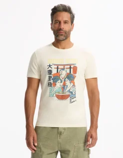 Celio T-shirt straight col rond 100% coton - beige^Homme T-Shirts