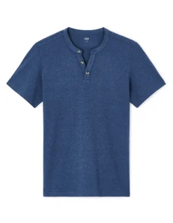 Celio T-shirt straight col tunisien en coton mélangé - marine^Homme T-Shirts