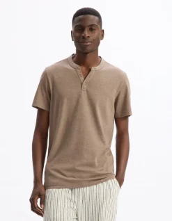 Celio T-shirt straight col tunisien coton mélangé -^Homme T-Shirts