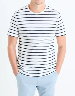 Celio T-shirt straight rayé 100% coton -^Homme T-Shirts
