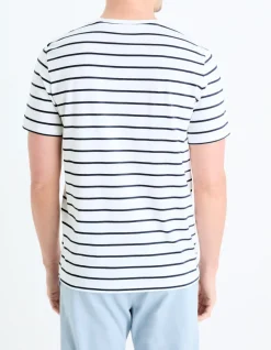 Celio T-shirt straight rayé 100% coton -^Homme T-Shirts