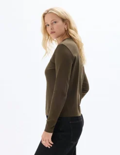 Celio T-shirt uni à manches longues - kaki^Femme T-Shirts & Tops