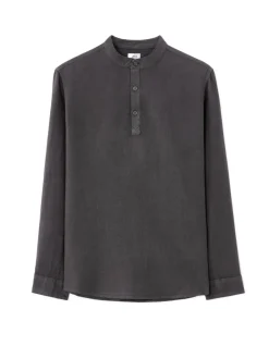 Celio Vareuse col mao 100% lin - gris foncé^Homme Chemises|Sélection Lin