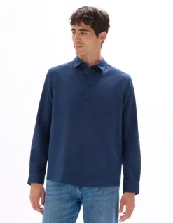 Celio Vareuse unie en lin et coton - marine^Homme Chemises|Sélection Lin