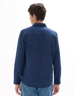 Celio Vareuse unie en lin et coton - marine^Homme Chemises|Sélection Lin