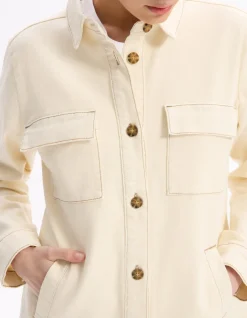 Celio Veste effet denim - beige^Femme Vestes & Blazers