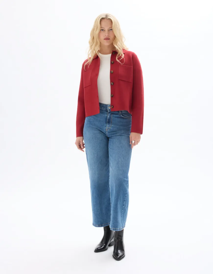 Celio Veste en maille compacte - bordeaux^Femme Gilets & Cardigans